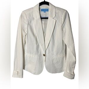 Draper James RSVP White Textured Blazer  Details - White - Size Medieum